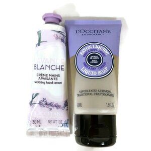 L'Occitane Limited Edition Lavender Liquid Soap, White Lavender Hand Cream NEW